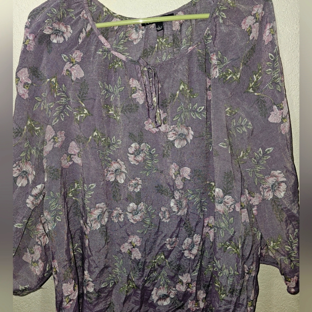 Como Black Gauze Flpral Blouse Size Large